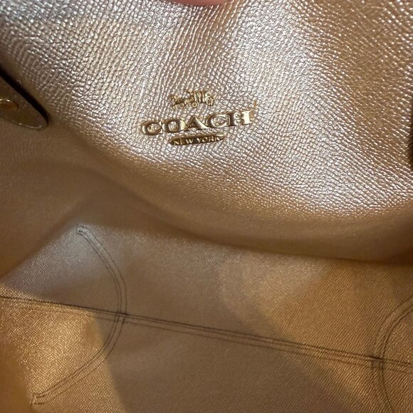 Coach Tan and Gold Signature Shoulder Bag - Picture 7 of 15
